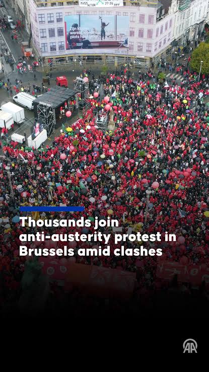 🇧🇪 Clashes erupt at Brussels protest against government austerity measures, 🚨 Police use tear gas and water cannons as demonstrators throw objects and set fires, 📌 30,000 people participated in ...