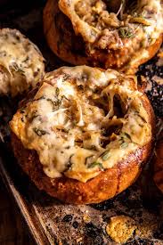 creamy french onion soup baked in bread