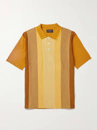 yellow striped cotton polo shirt