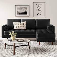 88 inch small leather sectional sofa