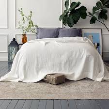 Antique White Linen Bedspread Off White