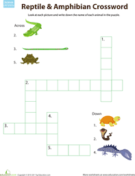 Critter Crossword Reptiles And Amphibians Worksheet Education Com