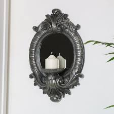 Ornate Silver Wall Mirror With Candle