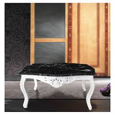 White Lacquered Wood With Black Marble