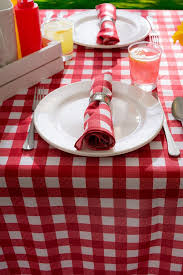 red check outdoor tablecloth with