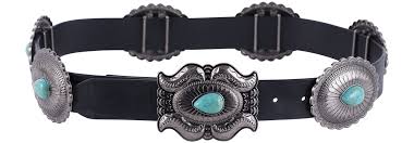 Lucky And Blessed Womens Turquoise Teardrop Concho Belt