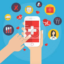 Aplikace pro zdraví na smartphonu, otevřená rukou. vektorové fototapeta •  fototapety Medicals, infographic, app | myloview.cz