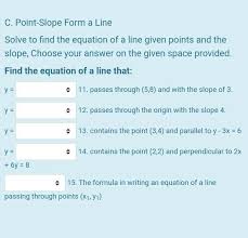 Math Point Slope Form A Line Poa