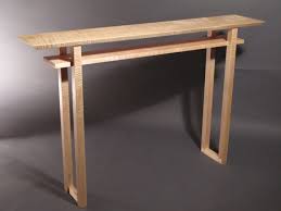 Tiger Maple Narrow Console Table Mid