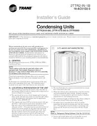 Trane Air Conditioner Heat Pump Outside Unit Manual L0903230