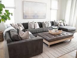black leather sectional with brown