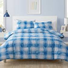olivia blue plaid comforter set twin