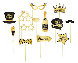gold and black photo booth props for