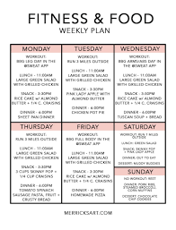my weekly food and exercise schedule
