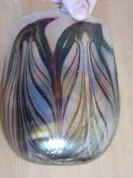 Studio Art Glass Pulled Feather Vase