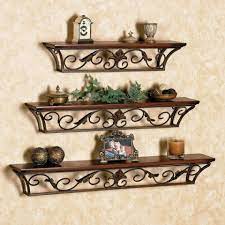 Wrought Iron And Wooden Wall Shelf