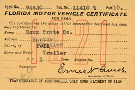 florida memory vehicle registration