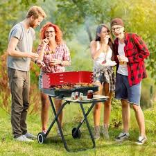 outsunny foldable charcoal trolley