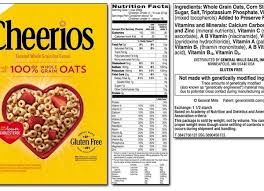 Cheerios Nutrition Label Writings And Essays Corner