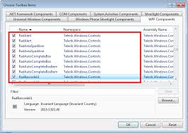 Adding Ui For Wpf To Visual Studio Toolbox Telerik Ui For Wpf
