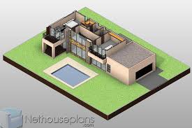 l shaped floor plan 2 story flat roof house