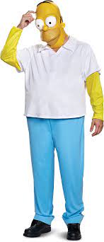 Amazon.com: Disguise Men's New Homer Deluxe Adult Costume, White, L/XL  (42-46) : Disguise: Clothing, Shoes & Jewelry