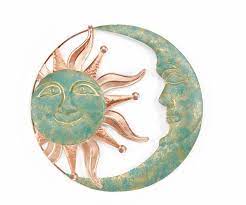 18 Round Copper Verdigris Sun And Moon