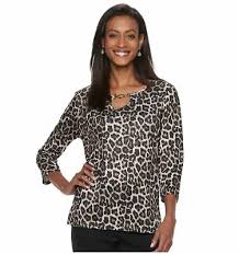 Nwt Cathy Daniels Leopard Animal Print Top Brown Black M L