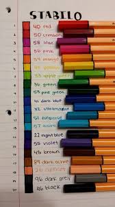 Stabilo Pen Color Chart 20 Pack Cute School Supplies