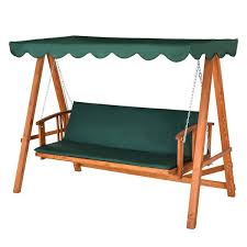 Outsunny Swing Chair 3 Person Wood Wood