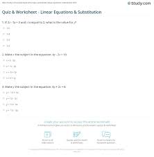 Quiz Worksheet Linear Equations