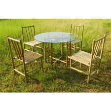 brown bamboo dining table set for outdoor