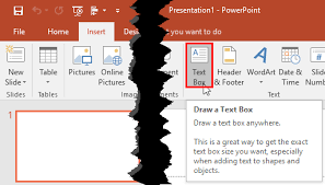 text box in powerpoint 2016 for windows