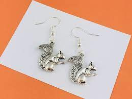 Squirrel Earrings Animal Lover Gift for Her Nature - Etsy Denmark