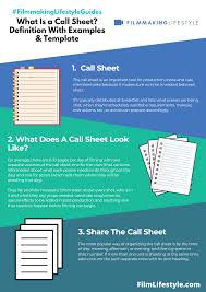 what is a call sheet definition with