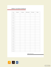 24 hour schedule template in word