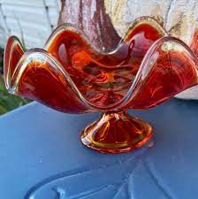 Viking Orange Amberina Glass Bowl
