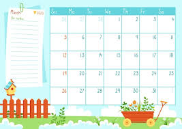 march page calendar template organizer