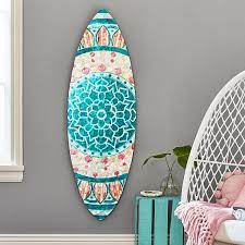 Blue Fl Capiz Surfboard Wall Decor