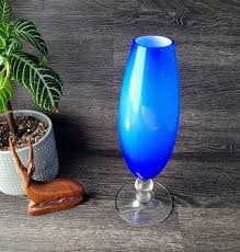 Vintage Cobalt Blue Glass Vase Retro