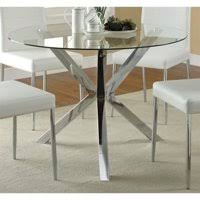 Modern dining table, geometric base with round glass top, chrome and white by decor love (1) $1,309. Glass Dining Tables Walmart Com