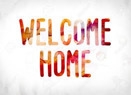 The Words Welcome Home Concept And Theme Painted In Colorful Stock