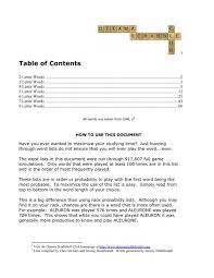 Table Of Contents Ottawa Scrabble Club
