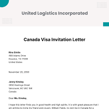 canada visa invitation letter template