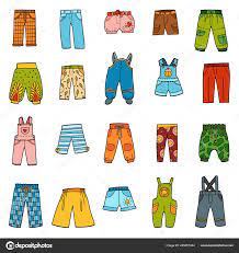 一套裤子，卡通裤和工作服的颜色集合Stock Vector by ©ksenya_savva 265057484