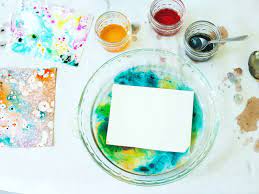 Paper Marbling With Oil And Food Coloring