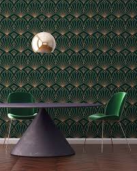 Art Deco Wallpaper Dark Green Wall