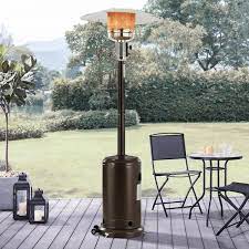 48000btu Patio Heater Standing 87 In Propane Gas Heater With Moving Wheels Outdoor Garden Bronze Finish