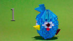 3D origami Blue Angry Bird Tutorial - YouTube