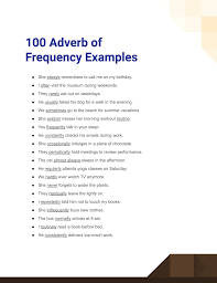 100 adverb of frequency exles how